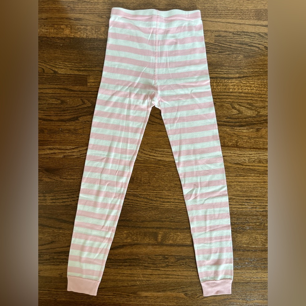 Hanna Andersson Pink White Long Sleeve Pajamas Stripes Cat sz 12 150 cm EUC - Picture 7 of 9